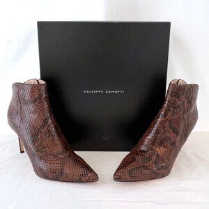 Giuseppe Zanotti Formal 85 Maskenada Brunette Snakeskin Ankle Boot, Size 8, EC!